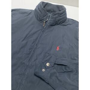 Vintage Ralph Lauren Jacket Men XL Navy Bomber Fleece Lined Coat Y2K READ